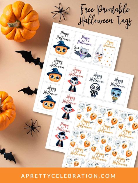 Halloween Gift Tags Printable Free, Halloween Stickers Printable, Tags Printable Free, Happy Halloween Cards, Printable Halloween Tags, Halloween Treat Tags, Imprimibles Halloween, Halloween Gift Tags, Halloween Social