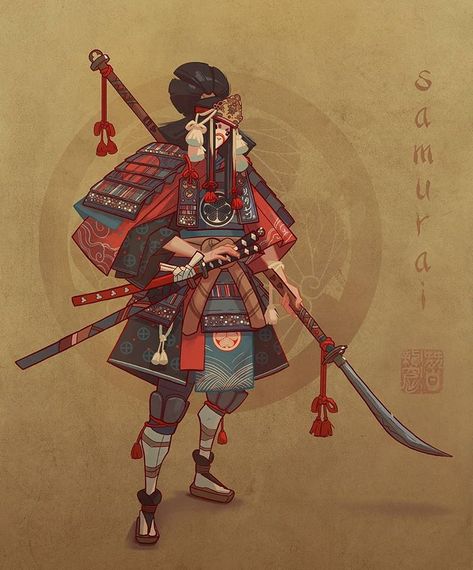 Samurai Concept, Guerriero Samurai, Fantasy Japan, Character Design Challenge, Motif Art Deco, Samurai Artwork, Feudal Japan, Chara Design, Japanese Characters