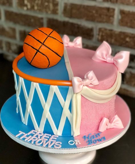 Basketball Gender Reveal- Free Throws or Pink Bows - Free Throws Or Pink Bows Cake, Free Throws Or Cheer Bows Gender Reveal, Basketball Theme Gender Reveal Ideas, Gender Reveal Ideas Basketball Theme, Basketball Gender Reveal Ideas, Gender Reveal Basketball Ideas, Free Throws Or Pink Bows Gender Reveal, Basketball Gender Reveal Ideas For Party, Free Throws Or Pink Bows