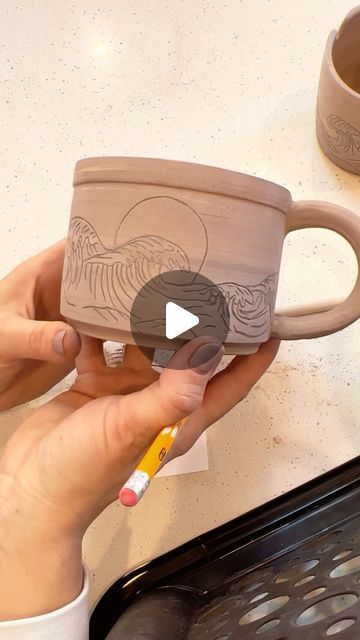 Kate Rowe Creations on Instagram: "Sunshine daydreaming of beach days by the waves 🌊☀️🌊 #waves #beachy #beachvibes #ocean #carving #beachlife #pottery #ceramics #wheelthrown #womeninceramics #wheelthrownpottery #handmadewithlove #potterylove #potteryforall #ihavethisthingwithceramics #pottersofinstagram #claylife #loveceramics #instapottery #pottersgonnapot #madewithmud #potteryvideo #ceramicvideo #lovemymakers #marylandmaker #madeinmaryland #madeinbaltimore #waketomake #mycreativelife #imadethis" Beach Pottery Ideas, Wave Pottery, Clay Waves, Beachy Pottery, Ocean Pottery, Pottery Tutorials, Pottery Videos, Wave Painting, Ceramics Ideas