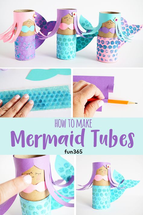 Tube Crafts, Mermaid Crafts, Toilet Paper Roll Crafts, Paper Roll Crafts, Plate Crafts, Paper Towel Roll Crafts, Mermaid Theme, Mermaid Birthday Party, Paper Towel Rolls