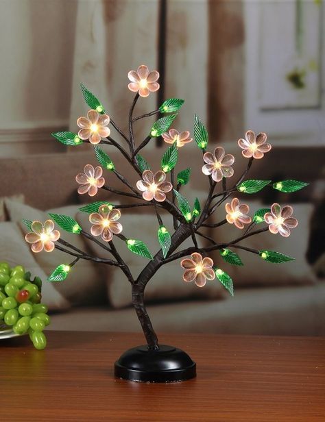 Different Types of LED Decorative Lights For Home & Holiday Decor Flower Bonsai, Table Tree, Led Decorative Lights, Unique Floor Lamps, Cool Paper Crafts, Paper Flower Crafts, Light Pink Flowers, Branch Decor, Flower Green