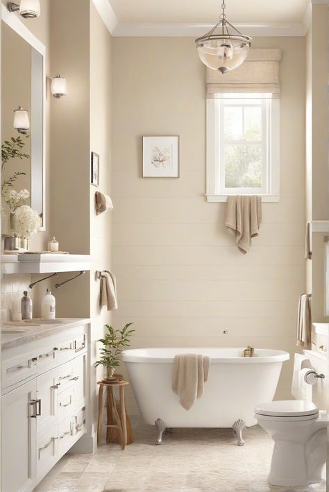 Embrace the elegance of Swiss Coffee (OC-45) with cozy bathroom decor ideas for a warm and inviting atmosphere. Discover daily interior designer routines for a touch of luxury. #Ad #homedecor #homedesign #bathroom #Painthome interiorarchitecture best Wall Colors for Bathroom Colors Bright Room Colors best colors combinations bathroom bathroom Remodeling Modern Paint Colors 2024 Cream Walls Bathroom, Swiss Coffee Paint Bathroom, Tan Walls Bathroom, Swiss Coffee Benjamin Moore Bathroom, Neutral Bathroom Color Palette, Cream Bathroom Walls, Small Bathroom Neutral Colors, Swiss Coffee Bathroom Walls, Warm Neutral Bathroom Ideas