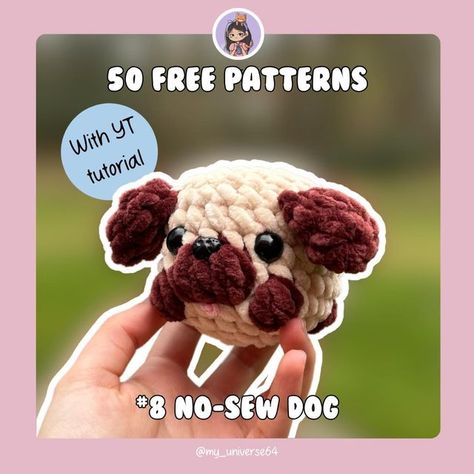 Crochet Minis, Free Crochet Patterns For Small Dogs, Mini Plush Crochet Pattern, No Sew Dog Crochet Pattern, Mini Puppy Crochet Pattern Free, Plush Dog Crochet Pattern, Crochet Dog Patterns, Easy Crochet Animals, Crochet Cushion Cover