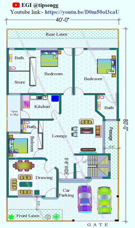 40×80 House Plan, 80 House, Bungalow Interior Design, 30x50 House Plans, Drawing House Plans, Back Yards, Store Room, House Plans 3 Bedroom, Building House Plans Designs