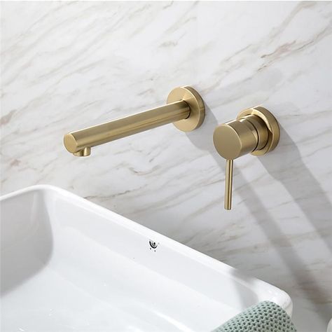 Bath Mixer Taps, Basin Sink Bathroom, Bathroom Sink Taps, Wall Mounted Basins, Bath Mixer, Brass Bathroom, Bath Taps, Brass Faucet, Water Faucet