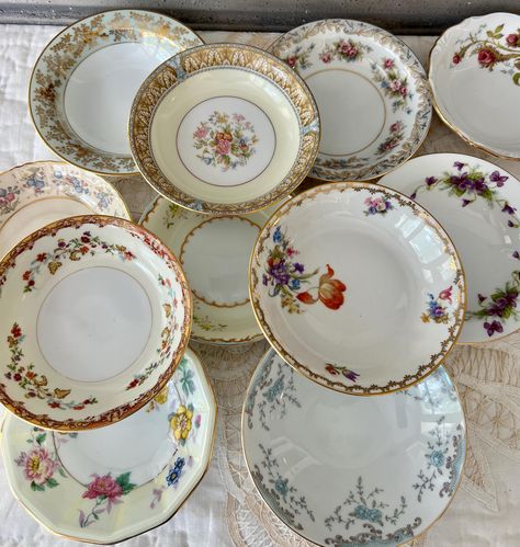 Mismatched Dessert Bowls, Vintage Fine China, Wedding Reception Bowls, Sauce Bowls, Small Dessert Bowls- Bulk Bowls Mismatched China Wedding, Tea Party Bridal, Mismatched China, Bridal Luncheon, China Bowl, Vintage Dessert, Small Desserts, Cute Wedding Ideas, Fine China Wedding