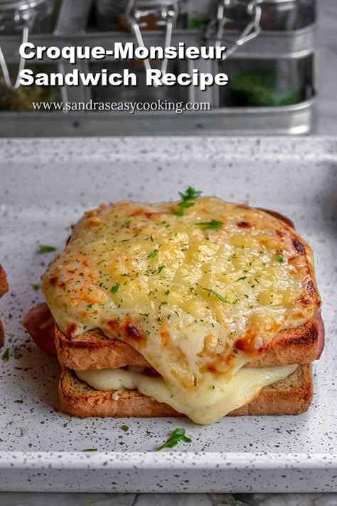 Croque-Monsieur Sandwich Recipe - Sandra's Easy Cooking Croissant Sandwiches, Cheese Croissant, Croque Madame, Oven Roasted Turkey, Bacon Eggs, Sandwich Ingredients, Chicken Breast Seasoning, Burgers Sandwiches, Delicious Sandwiches