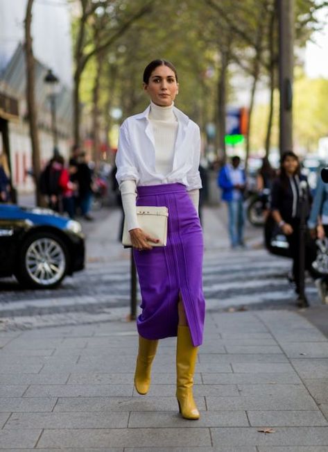 Lavender Outfit, New Street Style, Style Star, Style Muse, Moda Chic, Purple Outfits, Purple Skirt, Looks Street Style, Fashion People