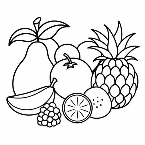 Fruits Drawing Easy, Drawing For Colouring, Fruits Colouring, Fruit Drawing, Fruit Coloring Pages, Fruits Drawing, Colouring Page, Gym Workout For Beginners, Drawing Easy