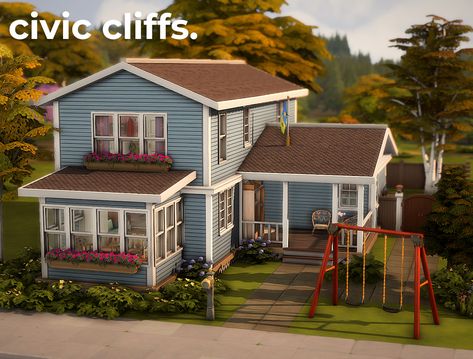 70s House Exterior, Rectangle Building, Sims 3 Houses Ideas, 70’s House, Sims 2 House, Sims Freeplay Houses, Die Sims 4, 70s House, Sims 4 Family