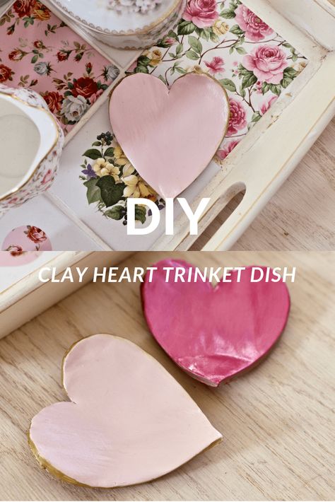 Valentine’s day gift DIY, Love heart trinket dish. Use some air dry clay to make a love heart trinket dish. Heart Trinket Dish, Diy Gifts To Make, Diy Dish, Dainty Dress, Diy Air Dry Clay, Air Dry Clay Projects, Valentine Projects, Hand Crafts For Kids, Gift Diy