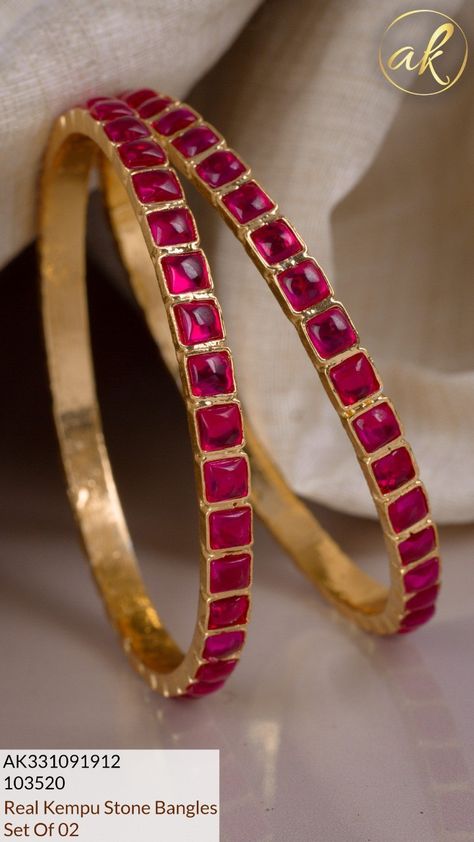 Ruby Gold Bangles, Gold Ruby Bangles Design, Ruby Bangles Gold, Ruby Gemstone Bangle For Wedding, Elegant Gold Bangle With Ruby, Red Stone Bangles, Ruby Stone Bangles Gold, Traditional Gold Ruby Bangle, Red Stone Bangles In Gold