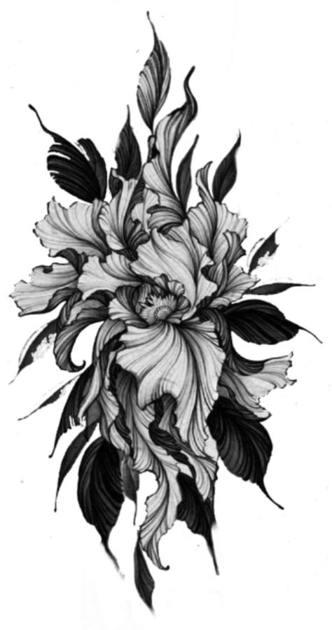 Dark Flower Tattoo Design, Dark Flower Tattoos, Dark Flowers Tattoo, Dark Cover Up Tattoos, Tato Tradisional, Flower Tattoo Drawings, Gothic Flowers, Dragon Tattoo For Women, Floral Tattoo Sleeve