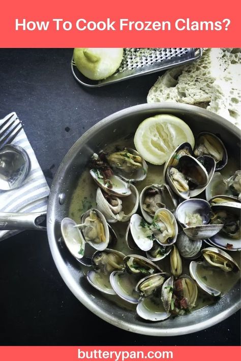 Need to know how to cook frozen clams? Great – thaw them either in the refrigerator in cool water for 24 hours, or in case of a big rush under running water for 30 minutes should also do the trick. Cook them in a saucepan on medium heat with butter and garlic for around 4 minutes and put on simmer after. Need more details? Read the post below! #clams #frozenclams #clamscasino Clams Casino, Clam Recipes, Fun Lunch, Frozen Meals, Running Water, How To Cook, Brussel Sprout, Put On, New Recipes