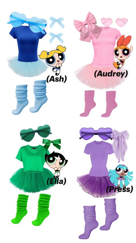 Idk Group Of 4 Costumes, Power Puff Costume, Power Girl Costume, Girl Group Halloween Costumes, Powerpuff Girls Costume, Power Puff Girls, Classy Halloween Costumes, Group Of 4, Trio Halloween Costumes