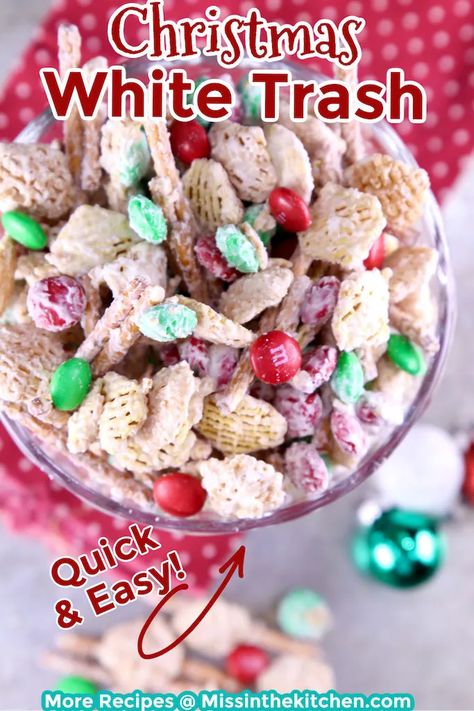 White Chocolate Snack Mix, Trash Recipe, Chocolate Snack Mix, White Chocolate Chex Mix, Chocolate Chex Mix, Recipes Deserts, Christmas Hosting, Chocolate Chex, Salty Sweet Snacks