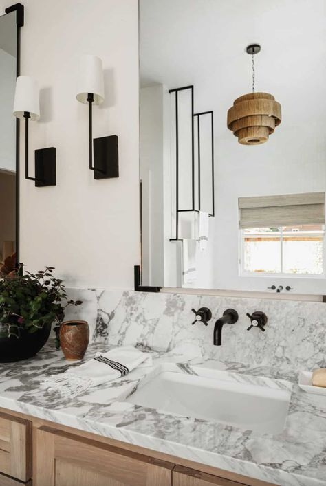 California Casual Style, White Cafe, Wall Mount Faucet, Bathroom Sconces, California Casual, Ranch Style Home, Gorgeous Kitchens, Inspired Living, Home Staging