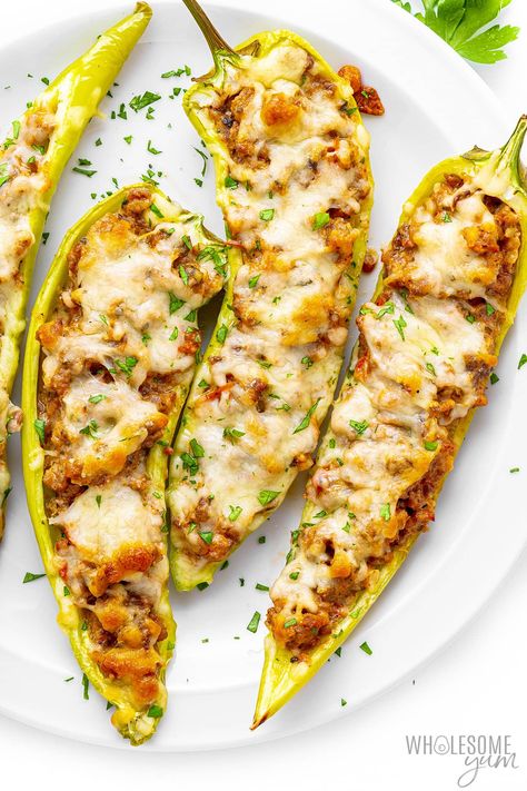 Banana Pepper Recipe, Recipes With Banana Peppers, Sweet Banana Peppers, Zucchini Boat Recipes, Chicken Poppers, Pepper Recipe, Banana Peppers, Wholesome Yum, Zucchini Boats