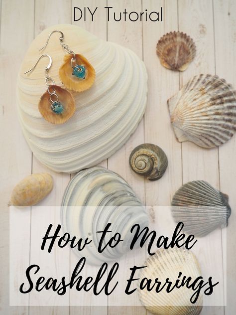 DIY Jewelry Tutorial: How to Make Seashell Earrings Seashell Jewelry Diy, Jewelry Making Instructions, Gold Ear Jacket, Clay Silver, Diy Jewelry Tutorials, Silver Clay, Shell Crafts Diy, Seashell Earrings, Ear Jacket Earring