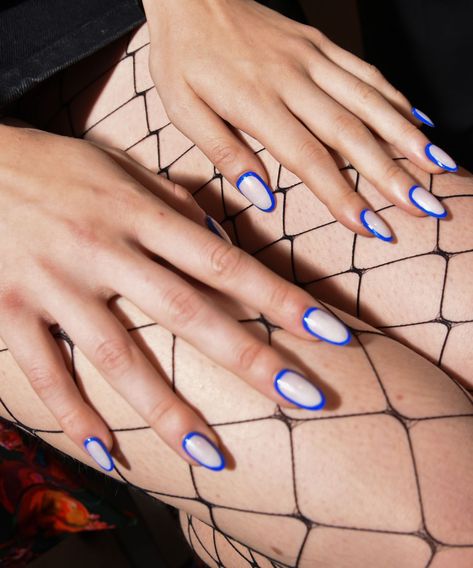 As seen at the Jeremy Scott show, these nails take serious precision. French Manicure Long Nails, Sns Nails Colors, Nagellack Trends, Cute Nails For Fall, Best Nail Art Designs, Fall Nail Art, Funky Nails, Nail Polishes, Nail Polish Colors