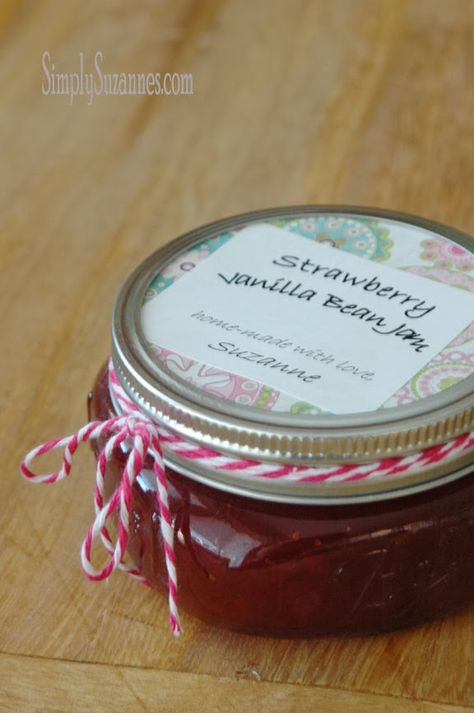 Simply Suzanne's AT HOME: strawberry vanilla bean jam . . . Vanilla Jam, Divinity Candy, Strawberry Jam Recipe, Strawberry Rhubarb Pie, Cream Candy, Rhubarb Pie, Strawberry Syrup, Jam Recipe, Strawberry Rhubarb