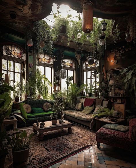 Fantasy Rooms, Dark Home Decor, Dark Home, Maximalist Decor, Fantasy House, Room With Plants, Dream Room Inspiration, House Goals, Dream Rooms