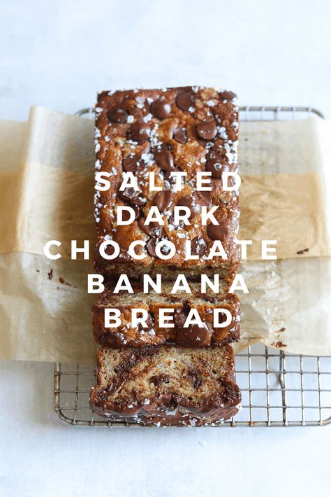 Perfectly salty and sweet dark chocolate banana bread! You may want to make a double batch because this loaf has a tendency to disappear quickly! Craving California, Banana Bread With Coconut, Dark Chocolate Banana, Banana Bread Granola, Chocolate Banana Bread Recipe, Brown Butter Cookies, Cold Brew Recipe, Cold Brew Coffee Maker, Chocolate Banana Bread