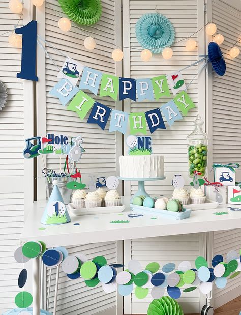 All Star Birthday Party, Golf First Birthday, Golf Theme Party, Star Birthday Party, Boys First Birthday Party Ideas, Golf Birthday Party, Boys 1st Birthday Party Ideas, Birthday Highchair, Star Birthday