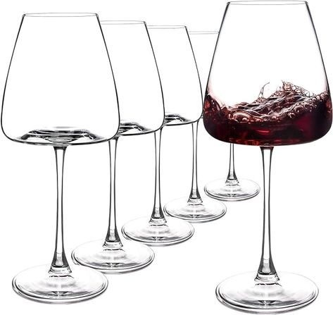 Amazon.com | Red Wine Glasses Set of 6, 19.5 oz Durable Wine Glasses, Large Long Stem Wine Glasses with Unique Concave Bowl Base for Wine Tasting, Holiday and Home - Clear Glass: Wine Glasses Long Stem Wine Glasses, Unique Wine Glasses, Wine Glass Crafts, White Wine Glasses, Red Wine Glasses, Wine Glass Set, Bar Glassware, Stemless Wine Glasses, Word Wrap