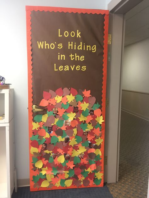 Fall preschool door Fall Classroom Door, Preschool Door, Halloween Classroom Door, October Classroom, Fall Classroom Decorations, Thanksgiving Classroom, Fall Classroom, Infant Classroom, School Door Decorations