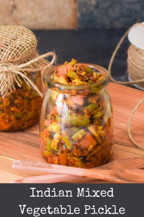 Indian Mixed Vegetable Pickle Veg Pickle Recipe, Vegetable Pickle, Recipes By Ingredients, Indian Pickle Recipe, Fermented Vegetables Recipes, Mixed Pickle, African Spices, Pickle Recipe, Vegetarian Dish