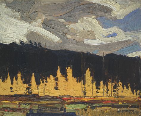 Tom Thomson Catalogue Raisonné | Tamarack Swamp, Fall 1915 (1915.106) | Catalogue entry Tom Thompson, Group Of Seven Art, Group Of Seven Artists, Tom Thomson Paintings, Lawren Harris, Painting Sky, Tom Thomson, Emily Carr, Canadian Painters