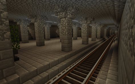 Minecraft - Underground Rails Minecraft Cool, Villa Minecraft, Minecraft Underground, Construction Minecraft, Minecraft Kingdom, Minecraft Structures, Minecraft House Plans, Minecraft Castle, Cool Minecraft Houses