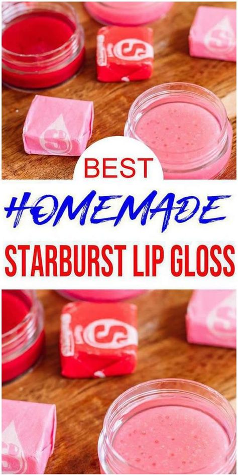 Starburst candy lip gloss on wood surface with starburst candy around Lip Gloss Ideas, Easy Lip Balm Recipe, Easy Lip Balm, Make Lip Gloss, Lip Gloss Recipe, Gloss Diy, Homemade Lip Balm Recipe, Lip Balm Recipe, Starburst Candy