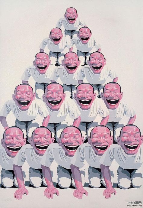 "Oxford shirts. Blazers. Laughing  faces. Perfect teeth. Lots of them. Kind of like those paintings by Yue Minjun—everyone laughing hugely and wearing the same clothes—except all these people weren’t Chinese. In fact, none of them were." #LIVFOREVER National Smile Day, Yue Minjun, Self Portrait Art, Chinese Contemporary Art, Art Chinois, Pablo Picasso, Chinese Art, Asian Art, Contemporary Artists