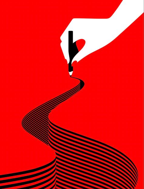 Malika Favre Illustration, Magic Pencil, Malika Favre, Negative Space Design, Peter Saville, Fall Art Projects, Wave Poster, Geometric Artwork, Abstract Graphic Design