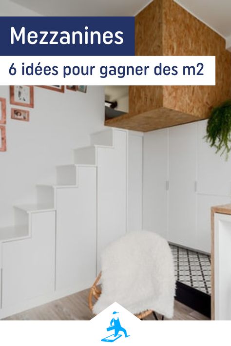 Symbole du gain d'espace par excellence, la mezzanine est une solution de plus en plus plébiscitée dans les petits logements. Celle qui était auparavant plutôt imposante et lourdement équipée se libère aujourd'hui de certaines contraintes, tout en s'adaptant à tous les styles. Découvrez nos inspirations, et faites votre choix ! Mezzanine Design, Deco Studio, Diy Lighting, Sweet Home, Design