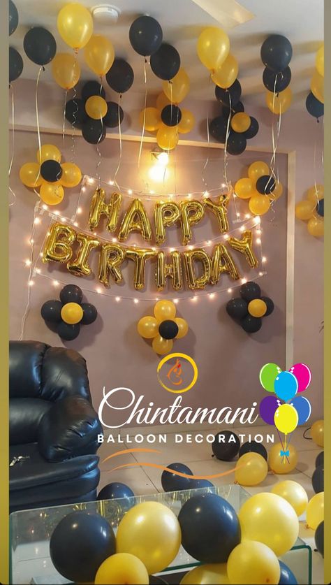 Black And Yellow Birthday Decorations, Class Board Decoration, Birthday Room, Anniversary Decoration, Birthday Room Decorations, Cool Tattoo Drawings, Yellow Birthday, Happy Birthday Wishes Quotes, Birthday Wishes Quotes