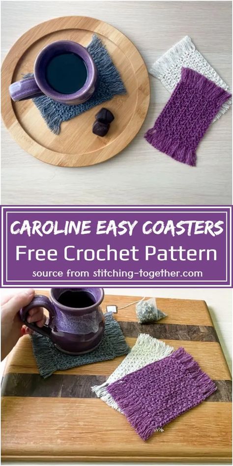 Easy Crochet Coasters, Free Crochet Coaster Patterns, Crochet Coaster Patterns, Coaster Patterns, Ravelry Crochet, Mug Rug Patterns, Quick Crochet Patterns, Crochet Coaster Pattern, Beginner Crochet Projects