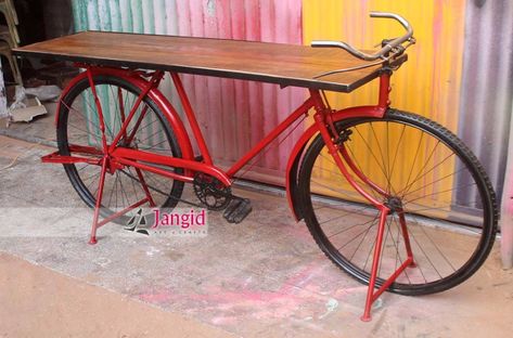 Indian Vintage Restoration Recycled Bicycle By Jangid Art & Crafts https://jangidart.trustpass.alibaba.com Bike Tables, Vintage Bicycles For Sale, Long Bar Table, Restaurant Bar Counter, Bicycle Bar, Vintage Restoration, Bicycle Decor, Table Restaurant, Bicycles For Sale