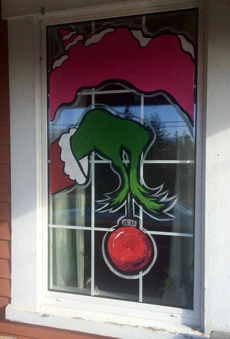 Grinch Store Window Display, Grinch Christmas Window Painting, Grinch Window Painting Ideas, Christmas Window Painting Grinch, Christmas Window Mural, The Grinch Window Painting, Grinch Window Art, Christmas Window Painting Ideas Easy, Christmas Window Art Ideas Easy