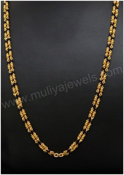 Black Bead Chains Gold, Black Beads Chain Designs, Black Beads Necklace Designs, Karimani Chain Designs, Latest Black Beads Designs, Mangalasutram Chain Designs, Gold Black Beads Mangalsutra, Mangalya Chain Designs Gold, Black Beads Chains