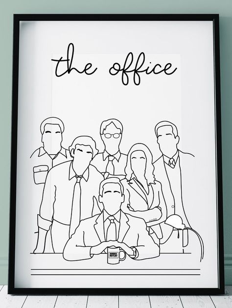 The Office Line Art, The Office Gifts Diy, Friends Embroidery Tv Show, The Office Drawing Ideas, The Office Doodles, Tv Show Coloring Pages, The Office Drawing, The Office Embroidery, The Office Illustration