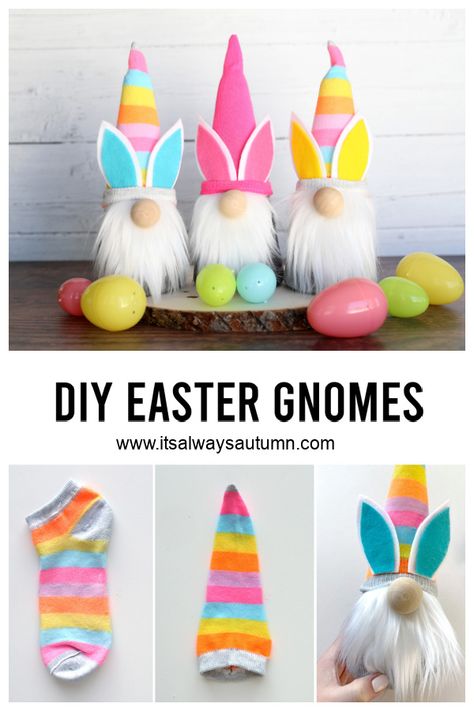 Easter Craft Projects, Easter Gnomes, Diy Easter Gifts, Easter Craft Decorations, Diy Socks, Easter Bunny Crafts, Spring Easter Crafts, Fabric Sewing Patterns, Free Sewing Pattern