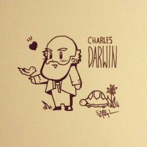 Cute drawings... I drew this once!!!! Charles Darwin Illustration, Darwin Tattoo, Charles Darwin Evolution, Biotechnology Art, Darwin Evolution, A Cute Drawing, Drawing Help, Cute Drawing, Charles Darwin