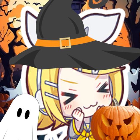 Pjsk Halloween Pfps Matching, Project Sekai Halloween Cards, Rin Pjsk Icons, Project Sekai Halloween, Project Sekai Halloween Icons, Pjsk Halloween Pfp, Halloween Miku Icon, Halloween Vocaloid, Halloween Icons