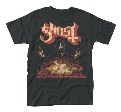 BITCRUNCHER MEDIA - OFFICIALLY LICENSED GARMENTS Ghost Infestissumam Official Tee T-Shirt Mens Unisex Item Description Mens/Unisex officially licensed garment. Chest sizes are as follows: Small (37"), Medium (39"), Large (42"), Extra Large (45"), XXL (51") and XXXL (53"). These garments are professionally produced, printed and cured to ensure the design looks fantastic and lasts through more than 100 washes, ensuring your garment will last and look great throughout its lifetime. All garments are Ghost Tshirt, Ghost Tee, Ghost Bc, Gothic Metal, Mens Items, Ghost Shirt, Pop Punk, Band Shirts, Hard Rock