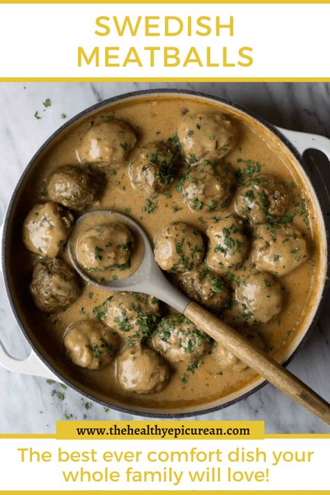 Classic Swedish meatballs with loads of flavor in a light gravy. The best ever comfort dish your whole family will love! Best Swedish Meatball Recipe, Beef And Pork Meatballs, Meatball Dishes, Beef And Pork, Pork Meatballs, Meatball Ingredients, One Pot Dishes, Swedish Meatballs, Lean Beef