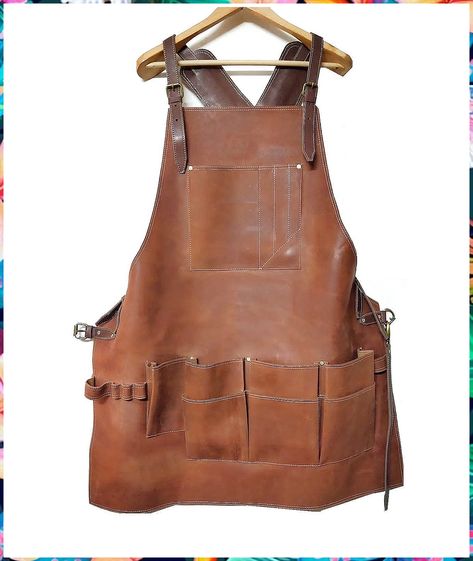 Leather Hubb 8-Pocket Leather Cut Proof Tool Apron Electrician Apron, Carpenter Apron, Tool Pouch, Apron for Welding, Blacksmith, Woodworking, BBQ Apron | Heat & Flame Resistant | Adjustable 33  to 54 Garage Apron, Welding Apron, Woodworking Apron, Utility Apron, Tool Apron, Shop Apron, Grill Apron, Work Aprons, Tool Pouch